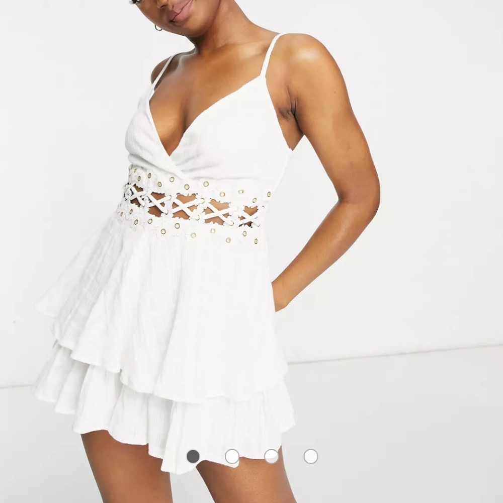 RI Resort River Island eyelet ruffle beach romper